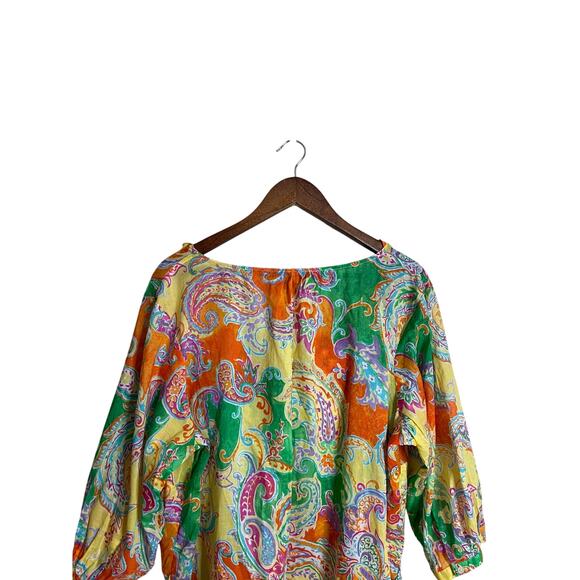 Lauren Ralph Lauren Multi-color Paisley Blouse Lightweight Womns 2X - Picture 4 of 12